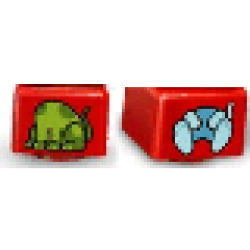 Primo Brick 1 x 1 with Cat Body and Dog Body Pattern on Opposite Sides