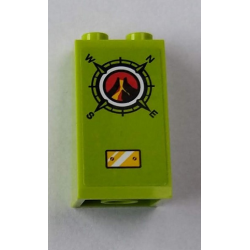 Slope 75 2 x 2 x 3 - Solid Studs with Volcano Explorers Logo and Yellow Metal Plate Pattern (Sticker) - Set 60124