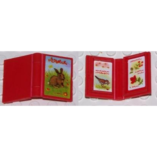 Деталь LEGO 33009pb011 Minifigure, Utensil Book 2 x 3 with Rabbit Outside and Birds and Flowers Inside Pattern (Stickers) - Set 3143