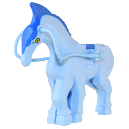 Деталь LEGO 1587pb01c01 Direhorse with Blue Crest, Mane, and Tail, and Yellow Eyes Pattern