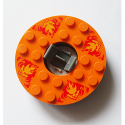 Turntable 6 x 6 x 1 1/3 Round Base with Orange Top and Bright Light Orange Faces on Red Flames Pattern (Ninjago Spinner) Turntable 6 x 6 x 1 1/3 Round Base with Orange Top and Bright Light Orange Faces on Red Flames Pattern (Ninjago Spinner)