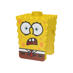 Minifigure, Head, Modified SpongeBob SquarePants with Open Downturned Mouth Pattern