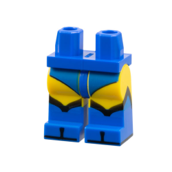 Hips and Yellow Legs with Molded Blue Lower Legs / Boots and Printed Leotard, Black Angled Boot Tops and Soles Pattern