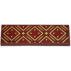 Tile 2 x 6 with Gold Squares and Lines with Black Outlines Pattern (Sticker) - Set 76416
