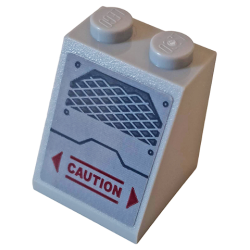 Slope 65 2 x 2 x 2 with Bottom Tube with Red Arrows, 'CAUTION' and Vents Pattern (Sticker) - Set 76162