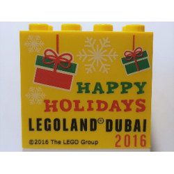 Brick 2 x 4 x 3 with LEGOLAND Dubai 2016 Happy Holidays Pattern Brick 2 x 4 x 3 with LEGOLAND Dubai 2016 Happy Holidays Pattern