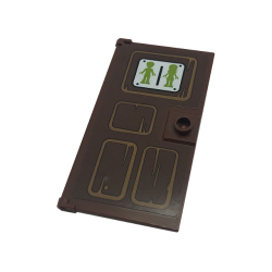 Door 1 x 4 x 6 with Stud Handle with Lime Male and Female Mini Doll Silhouettes (Unisex Restroom) on Wood Panel Pattern (Sticker) - Set 41379 Door 1 x 4 x 6 with Stud Handle with Lime Male and Female Mini Doll Silhouettes (Unisex Restroom) on Wood Panel Pattern (Sticker) - Set 41379