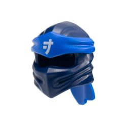 Minifigure, Headgear Ninjago Wrap Type 4 with Molded Blue Headband and Printed White Ninjago Logogram Letter J Pattern
