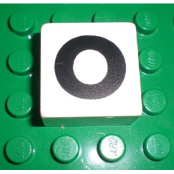 Duplo, Tile 2 x 2 x 1 with Black Capital Letter O Pattern Duplo, Tile 2 x 2 x 1 with Black Capital Letter O Pattern