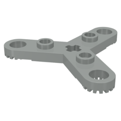 Technic, Plate Rotor 3 Blade with Toothed Ends and 3 Studs (Propeller) - Light Gray
