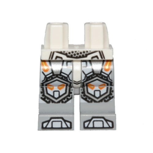 Деталь LEGO 970c86pb22 Hips and Light Bluish Gray Legs with Orange and Gold Circuitry and Silver and White Armor, Knee Pads and Boots Pattern