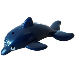Dolphin, Friends Style, Jumping with Bottom Axle Holder with Light Aqua Eyes and White Heart and Spots Pattern