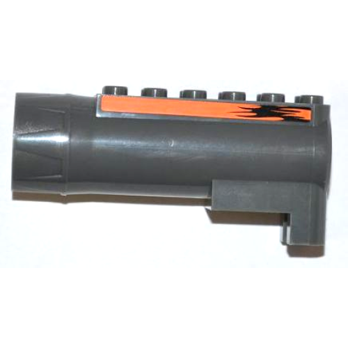 Деталь LEGO 87944pb03 Air Blast Launcher Receiver (Racers) with Orange Line with Black Flames Pattern on Both Sides (Stickers) - Set 7971