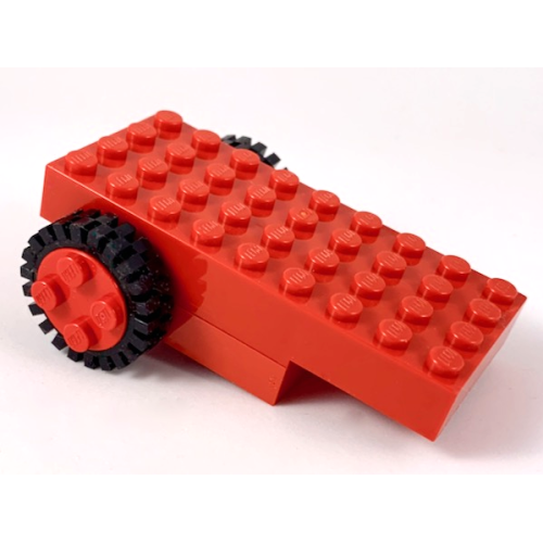 Деталь LEGO 2574c01 Pullback Motor 9 x 4 with 2 Black Tire 24mm D. x 8mm Offset Tread - Interior Ridges (2574 / 3483)
