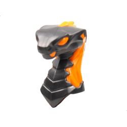 Minifigure, Head, Modified Snake, Cobra with Closed Mouth with Molded Orange Eyes, Fangs, and Flames on Closed Hood Pattern