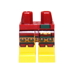 Hips and Yellow Legs with Dark Red Loincloth and Gold Aztec Pattern