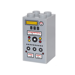 Brick 2 x 2 x 3 with Buttons and Gauges Pattern (Sticker) - Set 76052
