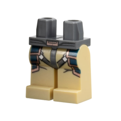 Hips and Tan Legs with Copper Belt Buckle, Dark Bluish Gray Thigh Straps, and Dark Blue and Copper Layered Armor Plates Pattern