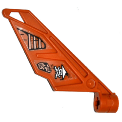 Bionicle Wing Small / Tail with Axle Hole with Ninja Skull with Crossed Swords and Cog Mechanical Pattern on Right Side (Stickers) - Set 70602 Bionicle Wing Small / Tail with Axle Hole with Ninja Skull with Crossed Swords and Cog Mechanical Pattern on Right Side (Stickers) - Set 70602