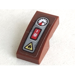 Slope, Curved 2 x 1 x 2/3 with Silver Panel with Gauge, Red Switch and Yellow Fire Danger Triangle Pattern (Sticker) - Set 70421 Slope, Curved 2 x 1 x 2/3 with Silver Panel with Gauge, Red Switch and Yellow Fire Danger Triangle Pattern (Sticker) - Set 70421