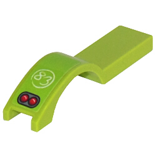 Деталь LEGO 50947pb020L Vehicle, Mudguard 1 x 4 1/2 with 2 Red Taillights and White Circled '83' Pattern Model Left Side (Sticker) - Set 8302