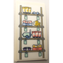 Glass For Window 1 x 4 x 6 with Wooden Shelves, Tubes of Sunscreen, Beach Towels, Goggles, Fish, Snorkel and Sunglasses with Price Tags Pattern (Sticker) - Set 41710