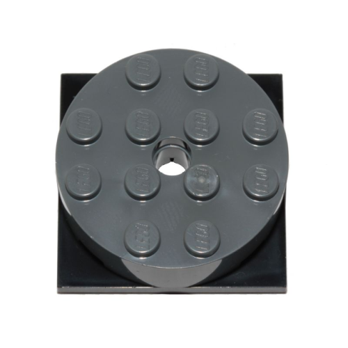 Деталь LEGO 87081c01 Turntable 4 x 4 x 1 1/3 with Black Square Base, Locking (87081 / 61485) - Dark Bluish Gray