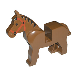 Horse with Black Eyes, Red Bridle, Black Mane Pattern