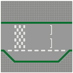 Baseplate, Road 32 x 32 3 Lane with Race Track with Green Lines and White Checkered Pattern