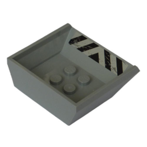 Деталь LEGO 2512pb01 Vehicle, Tipper Bed Small with Black and Silver Danger Stripes Pattern (Sticker) - Set 8191