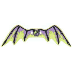 Plastic Dragon Wings with 4 Holes with Black Spines and Yellowish Green and Medium Lavender Ghost Tattered Skin on Trans-Yellow Background Pattern