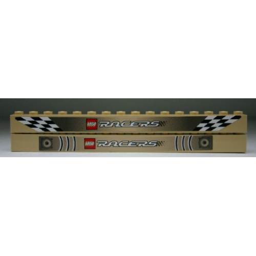 Деталь LEGO 2465pb12 Brick 1 x 16 with Lego Racers Logo Pattern, Both Sides Different (Stickers) - Set 8364