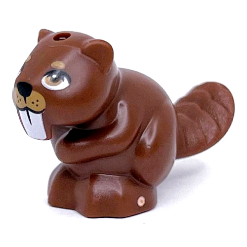 Деталь LEGO 5553pb01 Beaver, Friends Style with Nougat Eyes, Medium Nougat Muzzle, Black Nose and White Teeth Pattern