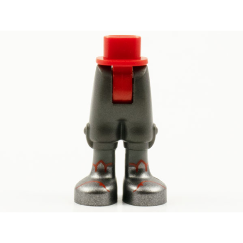 Деталь LEGO 92251c77pb01 Mini Doll Hips and Pearl Dark Gray Trousers Cropped, Dark Bluish Gray Socks, Silver Shoes with Red Trim Pattern - Thick Hinge