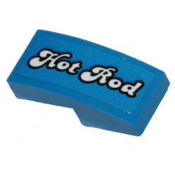 Slope, Curved 2 x 1 x 2/3 with White 'Hot Rod' Pattern Model Right Side (Sticker) - Set 40409 Slope, Curved 2 x 1 x 2/3 with White 'Hot Rod' Pattern Model Right Side (Sticker) - Set 40409