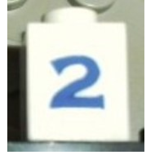 Деталь LEGO 3005pt2s Brick 1 x 1 with Blue Number 2 Pattern (Serif Font)