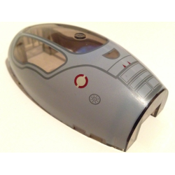 Windscreen 10 x 6 x 3 Bubble Canopy Double Tapered with Square Front Cutout with Light Bluish Gray Jedi Starfighter, Handle and Two Red Triangles on Top Pattern