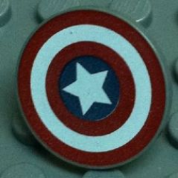 Minifigure, Shield Circular / Round Flat Face with Red and White Concentric Rings, Star in Dark Blue Circle Pattern (Captain America) Minifigure, Shield Circular / Round Flat Face with Red and White Concentric Rings, Star in Dark Blue Circle Pattern (Captain America)