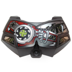 Large Figure Chest Armor Small with White Bones, Lime Wires, Pearl Dark Gray Chain and Silver Blades on Red and Silver Armor Plating Pattern