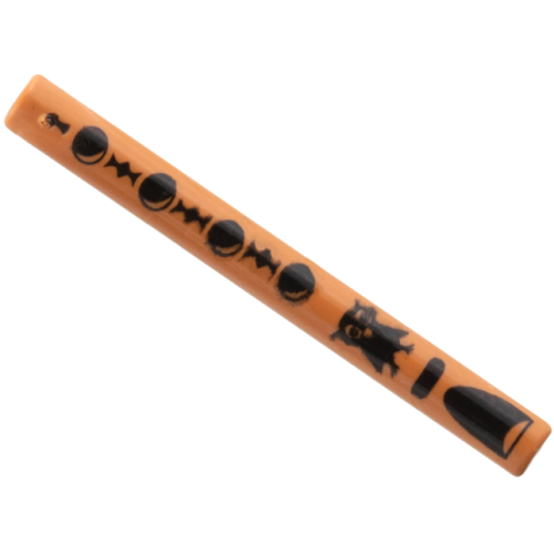 Деталь LEGO 30374px1 Bar 4L (Lightsaber Blade / Wand) with Black Extended Half Circle and Dots Pattern (Musical Instrument, Flute)