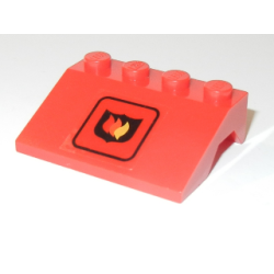 Vehicle, Mudguard 3 x 4 Slope with Fire Logo Badge Medium Pattern (Sticker) - Set 6525