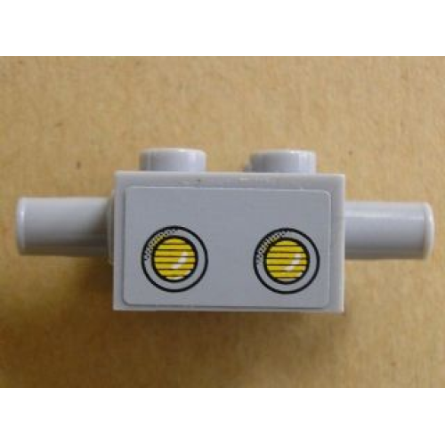Деталь LEGO 30000pb01 Brick, Modified 2 x 2 with Pins and Axle Hole and Headlights Pattern (Sticker) - Set 3831