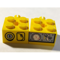 Stickered Assembly 4 x 2 x 1 with Gauges Pattern Model Left Side (Sticker) - Set 7344 - 2 Brick, Modified 2 x 2 with Pin and Axle Hole