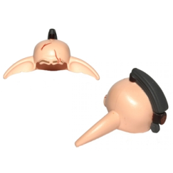 Minifigure, Headgear Head Top, SW Lennik Skull Top with Long Ears with Dark Bluish Gray Top Knot Hair and Scars Pattern (SW Even Piell)