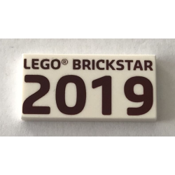 Tile 2 x 4 with 'LEGO BRICKSTAR 2019' Pattern