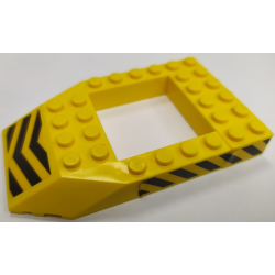 Stickered Assembly 10 x 6 x 1 with Black and Yellow Chevrons on Rear and Danger Stripes Pattern on Both Sides (Stickers) - Set 7248 - 1 Brick 2 x 6, Wedge 6 x 8 Cutout