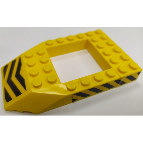 Деталь LEGO BA261pb01 Stickered Assembly 10 x 6 x 1 with Black and Yellow Chevrons on Rear and Danger Stripes Pattern on Both Sides (Stickers) - Set 7248 - 1 Brick 2 x 6, Wedge 6 x 8 Cutout