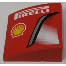 Stickered Assembly 3 x 3 x 1 with 'PIRELLI', Shell Logo and Intake Pattern Model Left Side (Sticker) - Set 8143 - 3 Slope, Curved 3 x 1, 1 Plate 1 x 3