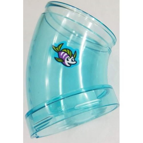 Деталь LEGO 49737pb01 Cylinder Tube, Curved 45 degrees with Fish with Lime Fins Pattern (Sticker) - Set 41430