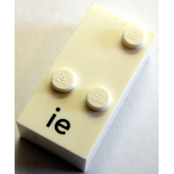 Brick, Braille 2 x 4 with 3 Studs with Black Lowercase Letters ie Pattern (dots-346 ⠬) (German) Brick, Braille 2 x 4 with 3 Studs with Black Lowercase Letters ie Pattern (dots-346 ⠬) (German)